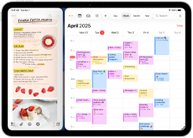 iPad Air displaying Notes app and Calendar app